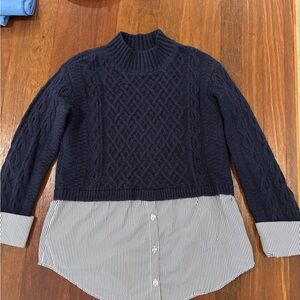 Aqua Cable Knit Mock Neck Layered Sweater - 100% Exclusive